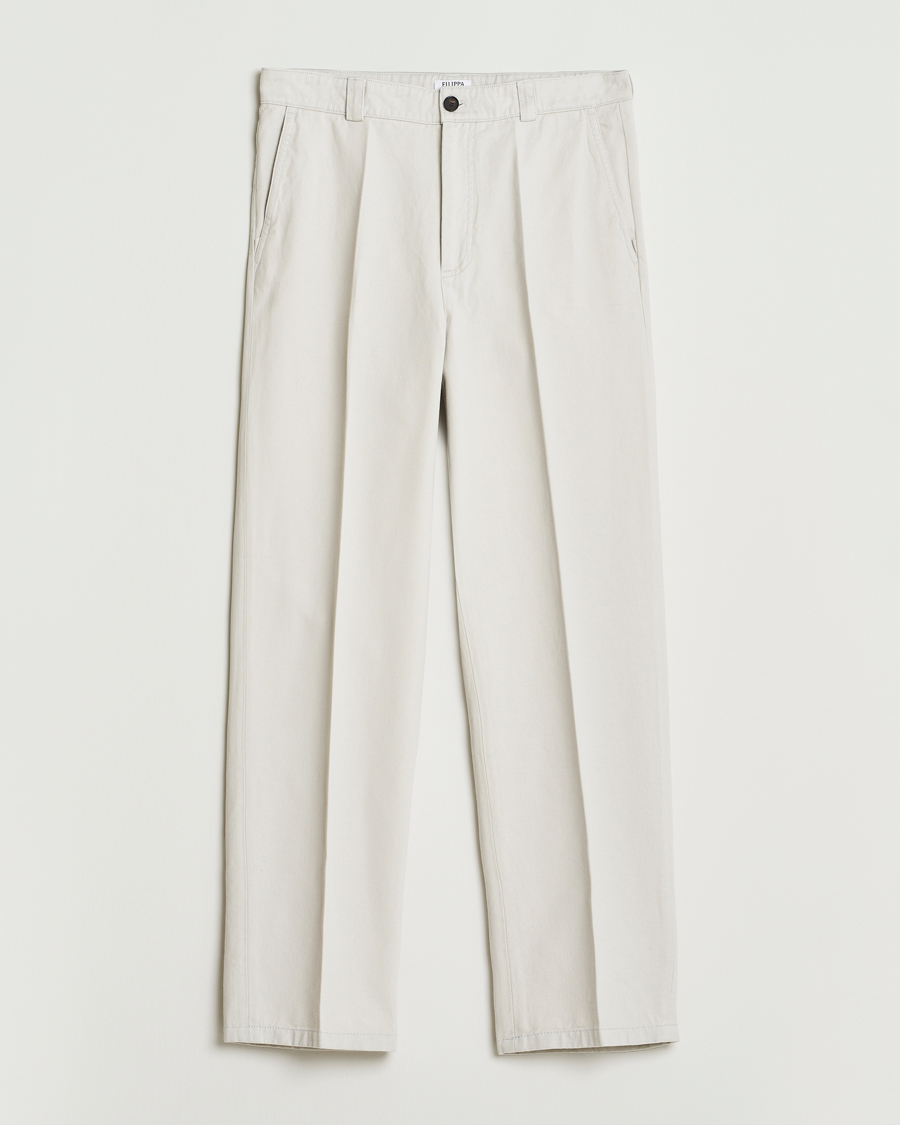 Herre | Bukser | Filippa K | Cotton Chino Trousers Chalk Grey