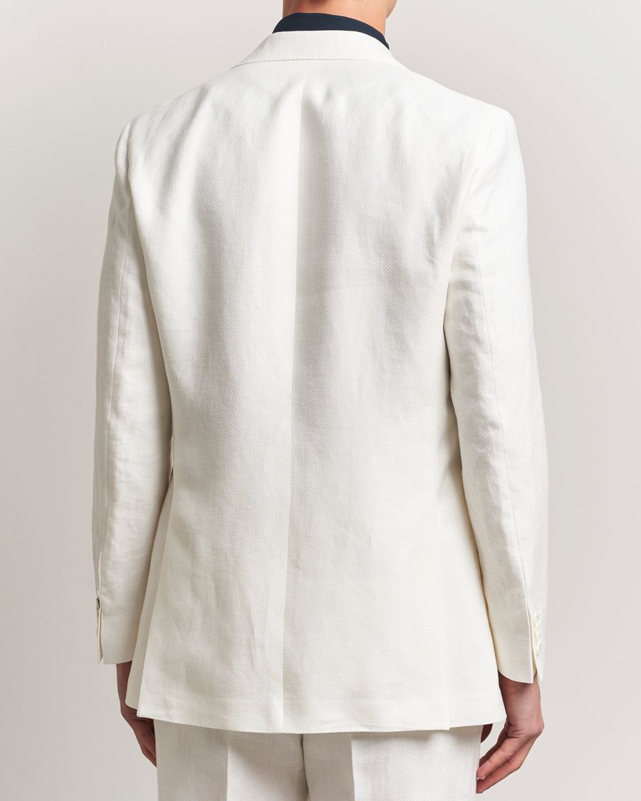 Herre | Blazere & jakker | Oscar Jacobson | Faldo Diagonal Linen/Tencel Tuxedo White