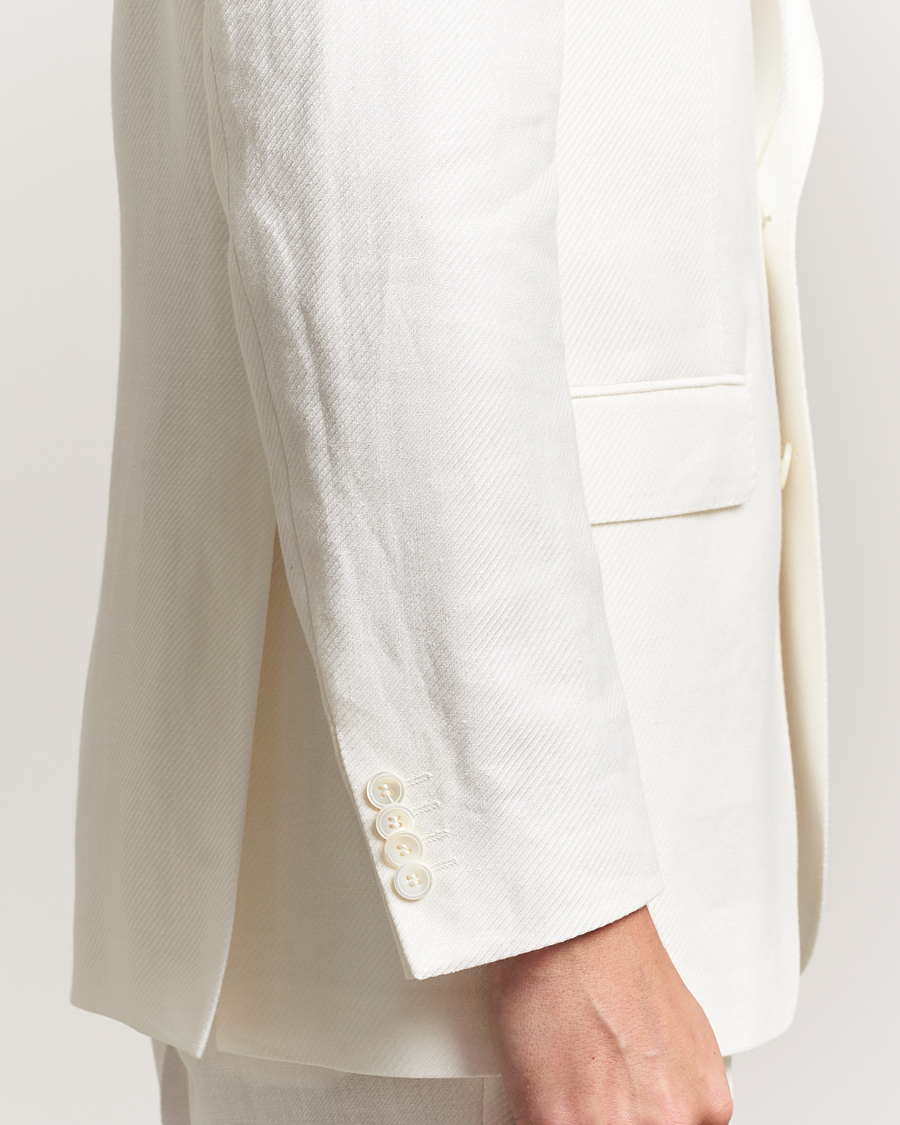 Herre | Blazere & jakker | Oscar Jacobson | Faldo Diagonal Linen/Tencel Tuxedo White