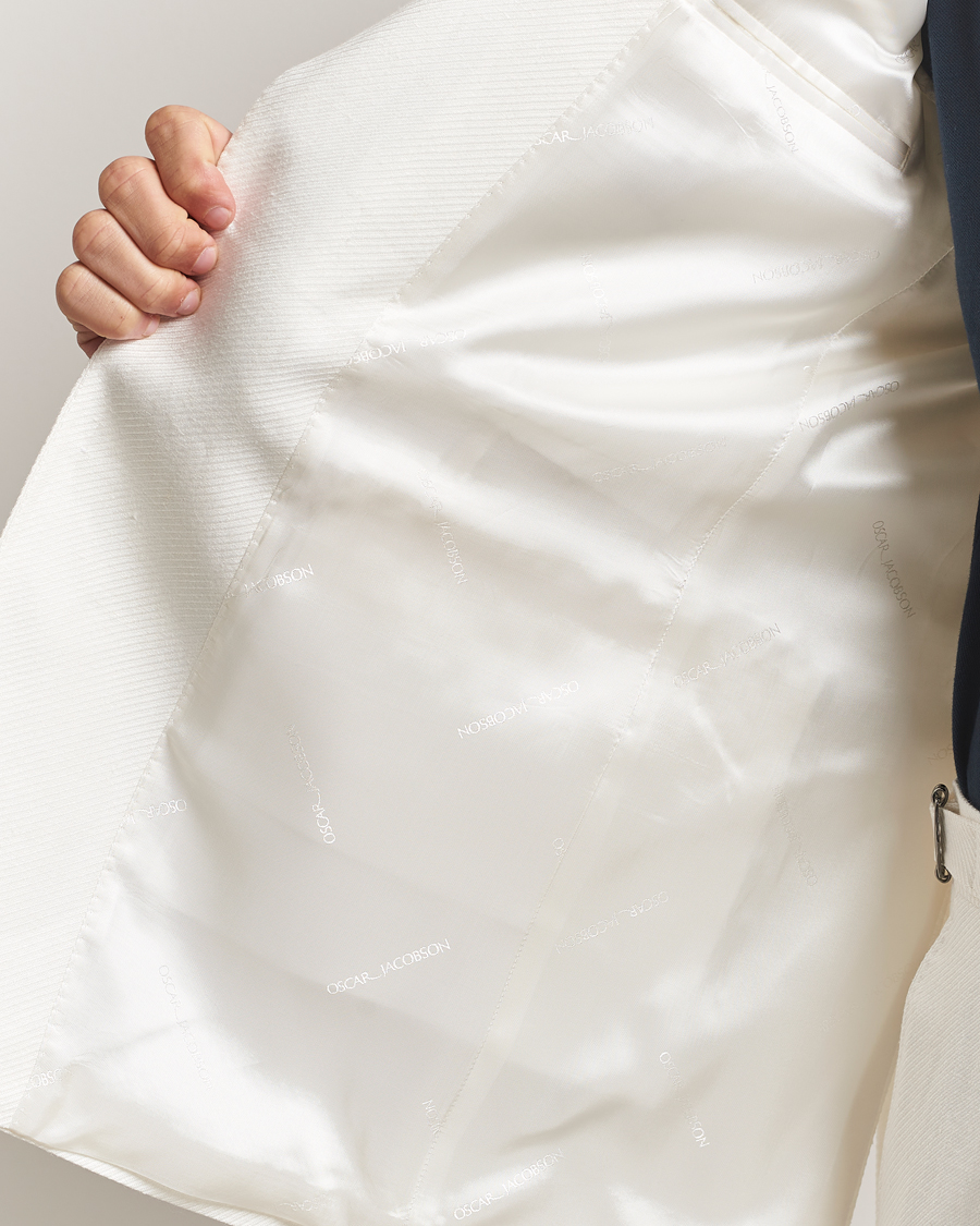 Herre | Blazere & jakker | Oscar Jacobson | Faldo Diagonal Linen/Tencel Tuxedo White