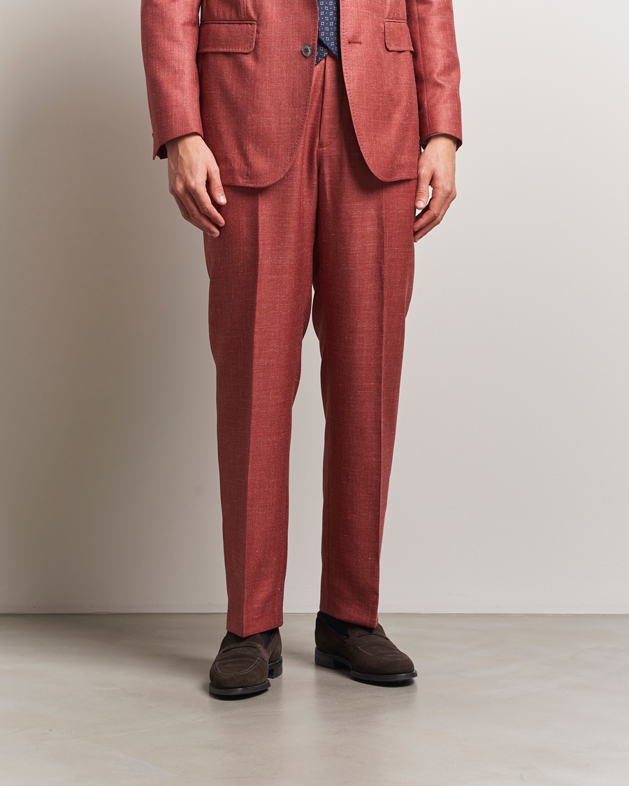 Herre | Bukser | Oscar Jacobson | Del S Wool/Silk/Linen Trousers Red