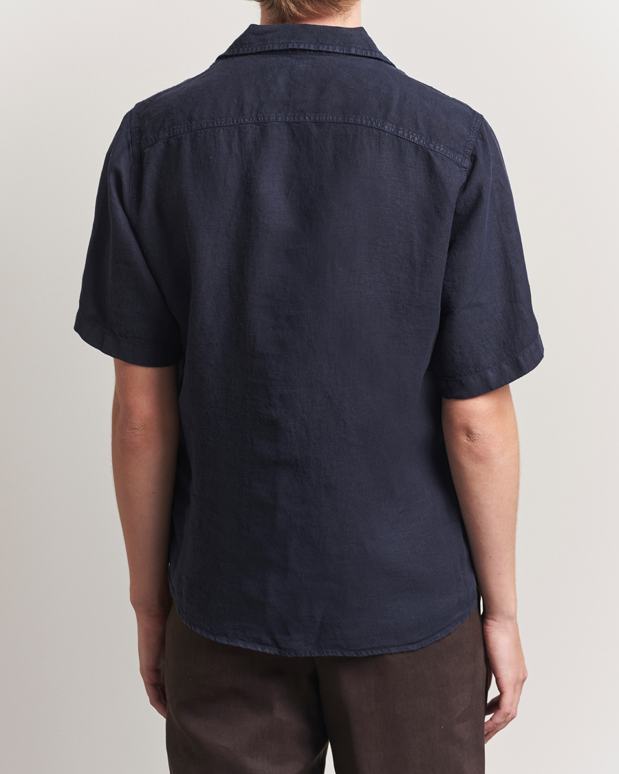 Herre | Skjorter | Oscar Jacobson | Reg Fit City Linen Shirt Navy