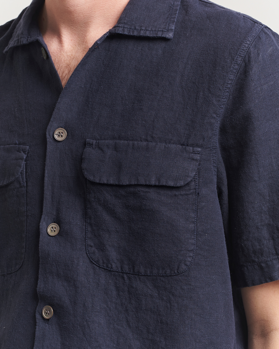 Herre | Skjorter | Oscar Jacobson | Reg Fit City Linen Shirt Navy