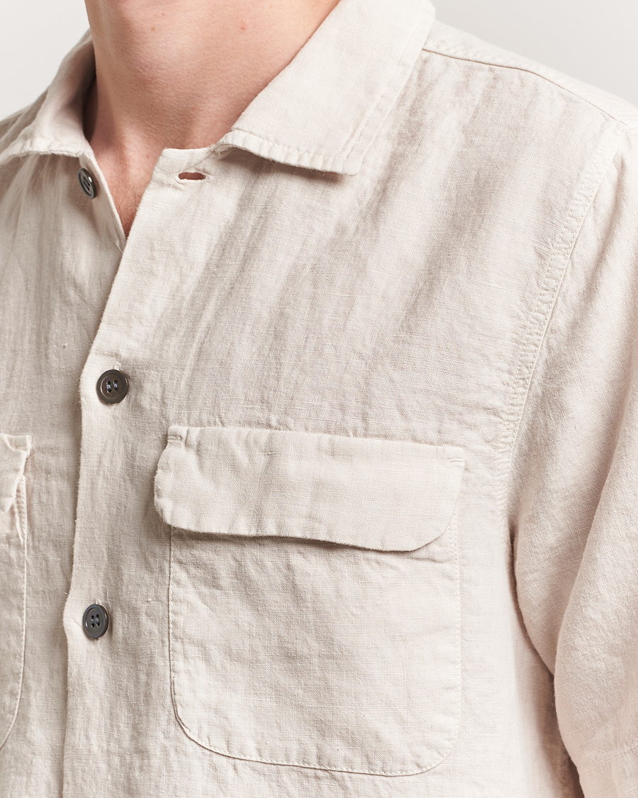 Herre | Skjorter | Oscar Jacobson | Reg Fit City Linen Shirt Cream
