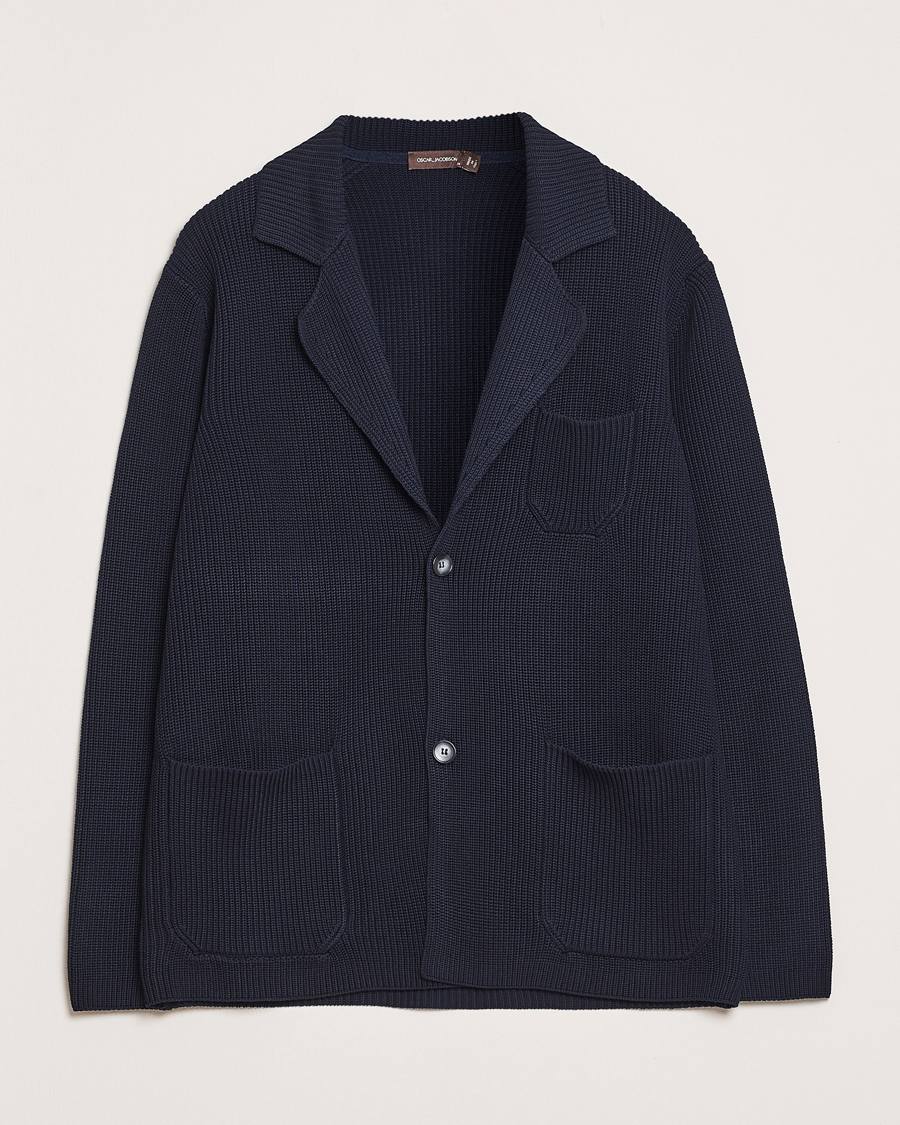 Herre | Trøjer | Oscar Jacobson | Camron Cotton Cardigan Navy