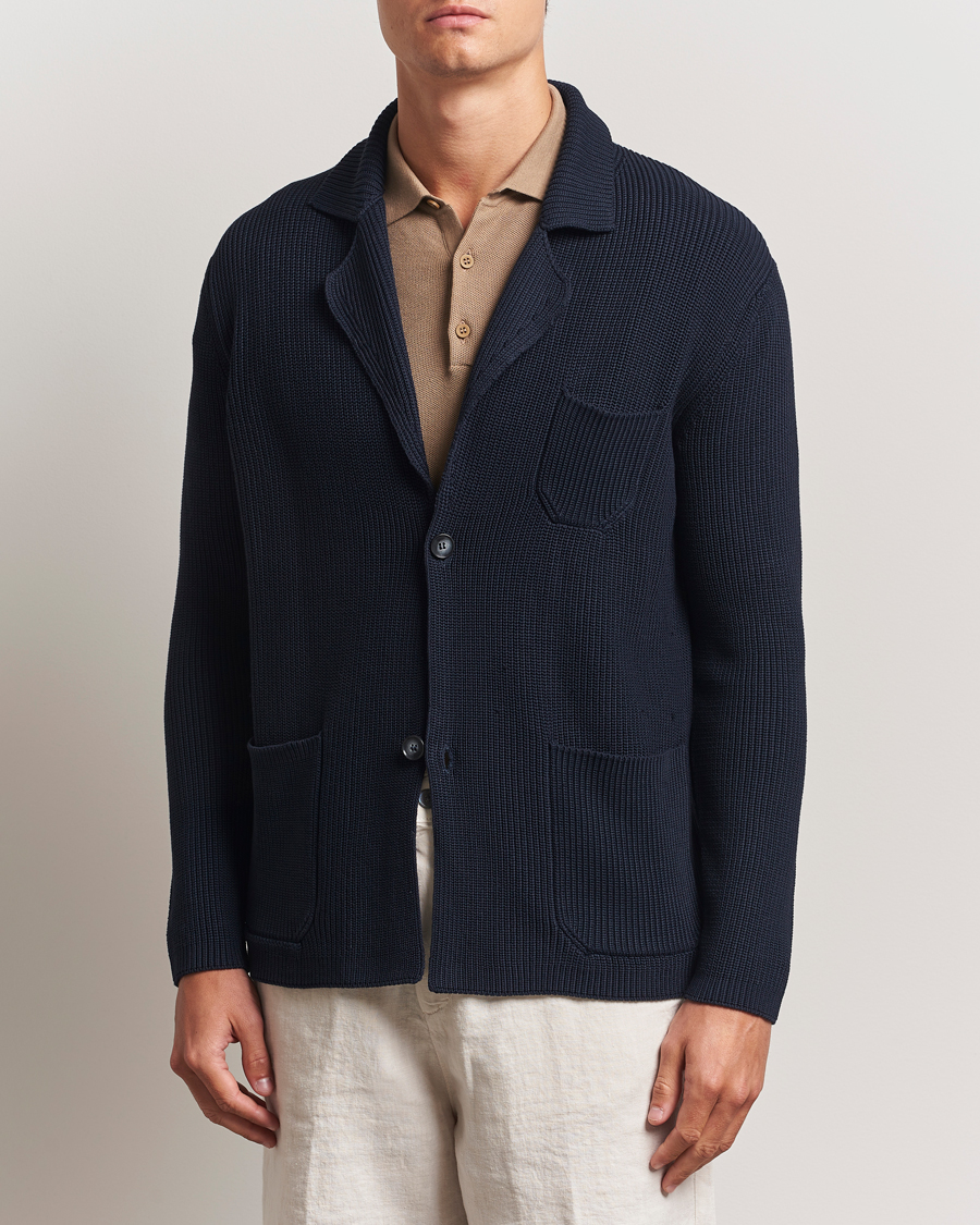 Herre | Trøjer | Oscar Jacobson | Camron Cotton Cardigan Navy