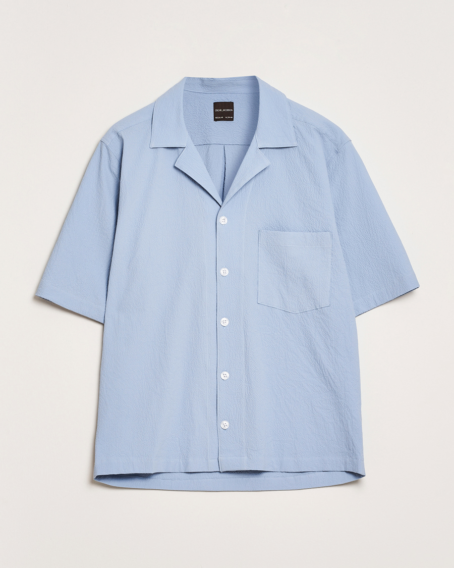 Herre | Skjorter | Oscar Jacobson | Reg Fit Cuba Seersucker Shirt Light Blue