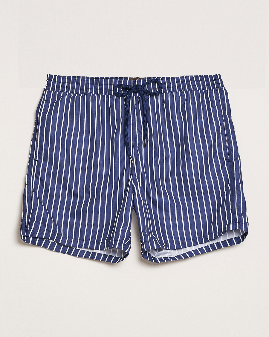 Herre | Badebukser | Oscar Jacobson | Striped Swimshorts Navy
