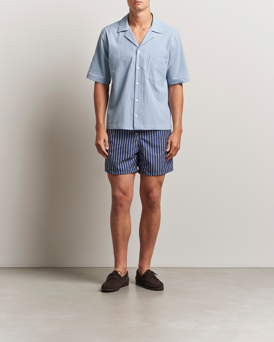 Herre | Badebukser | Oscar Jacobson | Striped Swimshorts Navy