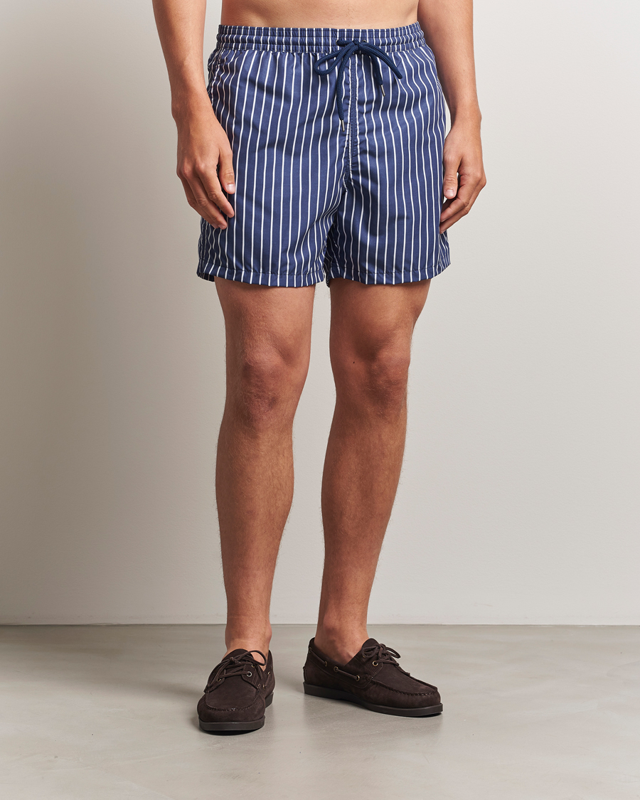 Herre | Badebukser | Oscar Jacobson | Striped Swimshorts Navy