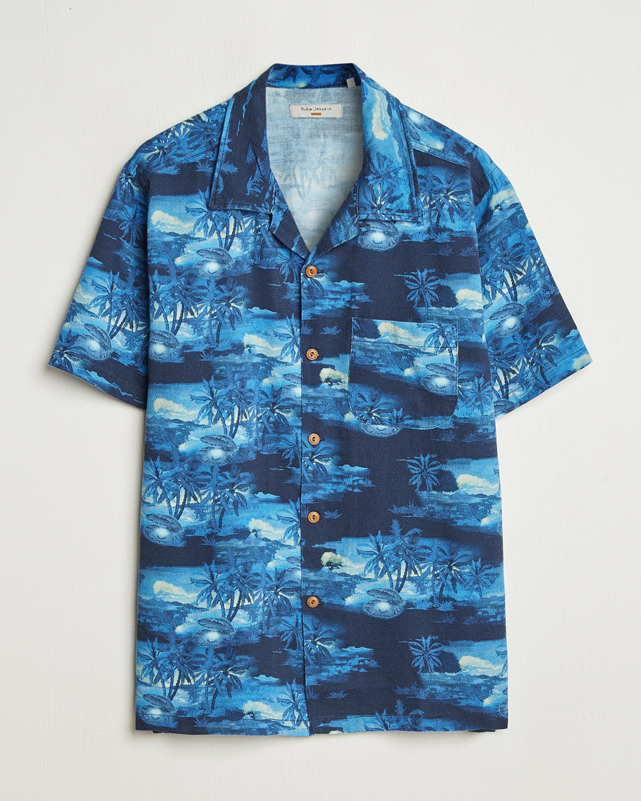 Herre | Skjorter | Nudie Jeans | Arvid Pearls Hawaii Shirt Blueberry
