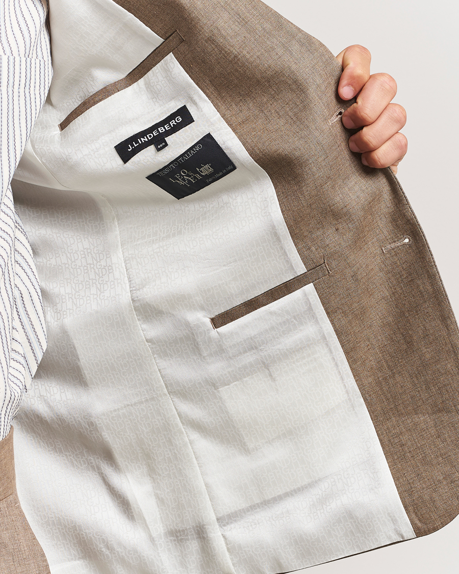 Herre | Blazere & jakker | J.Lindeberg | Elton Unlined Super Linen Blazer Nutmeg