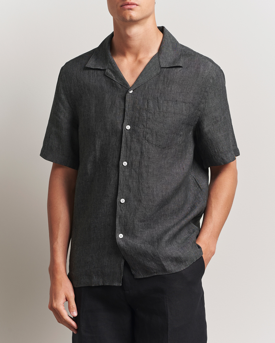 Herre | Skjorter | J.Lindeberg | Elio Linen Melange Shirt Black