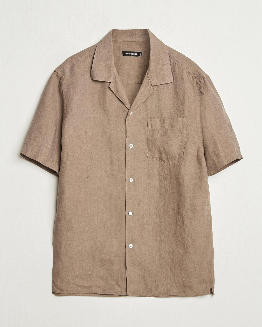 Herre | Skjorter | J.Lindeberg | Elio Linen Melange Shirt Nutmeg