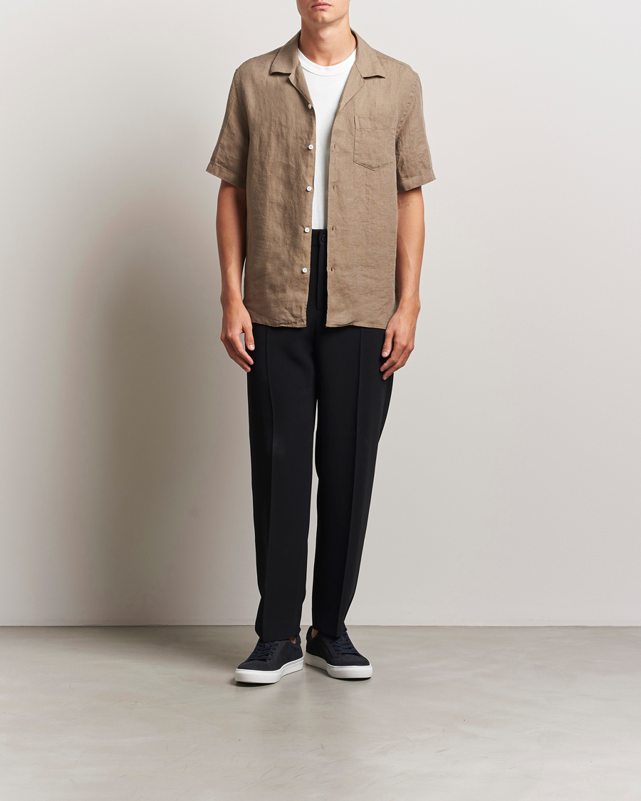 Herre | Skjorter | J.Lindeberg | Elio Linen Melange Shirt Nutmeg