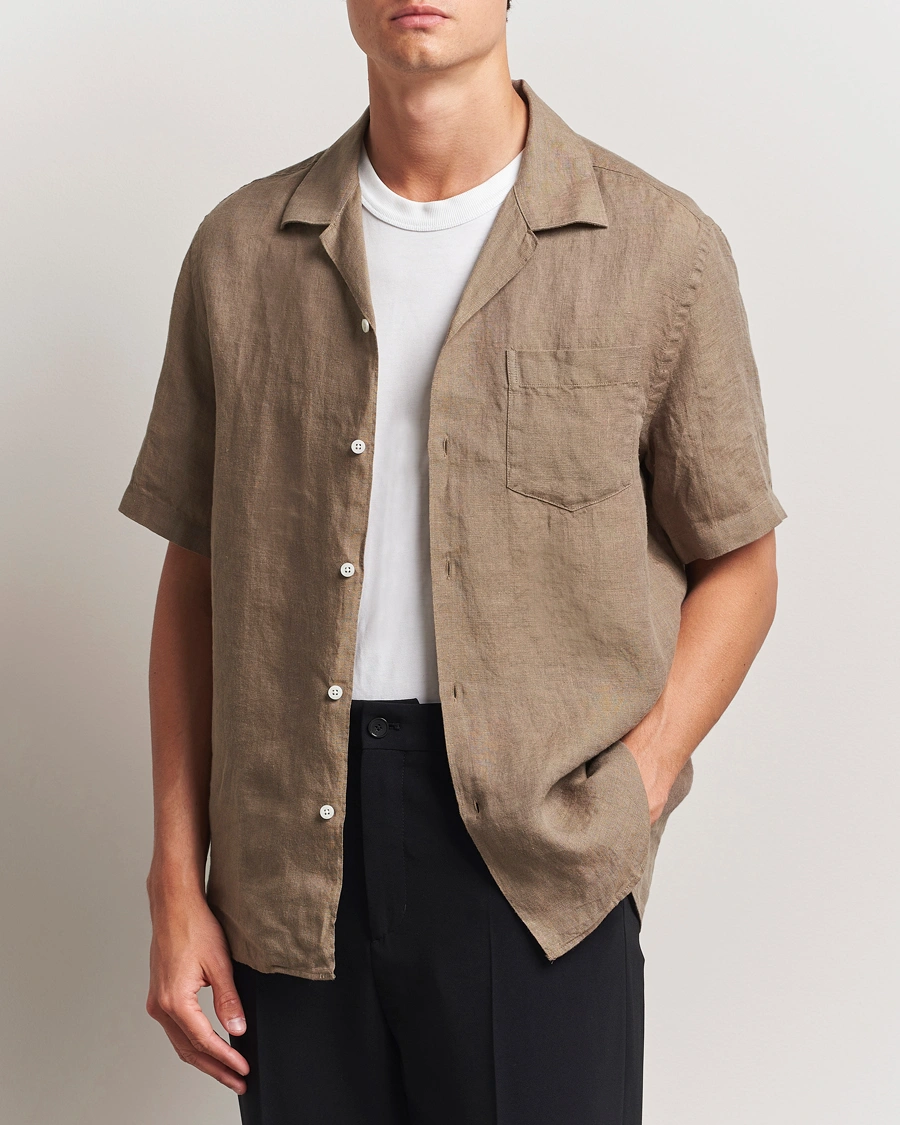 Herre | Skjorter | J.Lindeberg | Elio Linen Melange Shirt Nutmeg