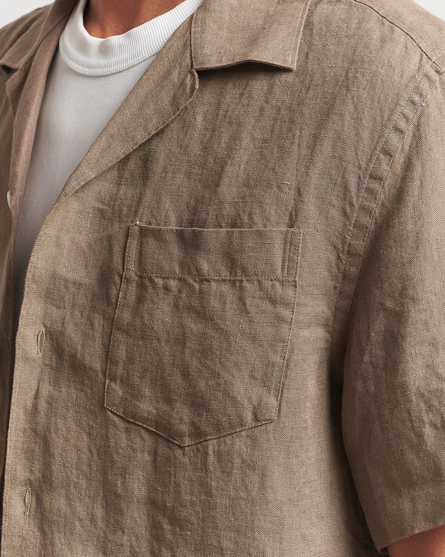 Herre | Skjorter | J.Lindeberg | Elio Linen Melange Shirt Nutmeg