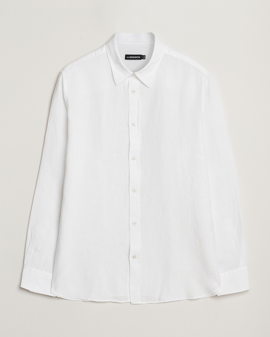 Herre | Skjorter | J.Lindeberg | Linen Melange Shirt White