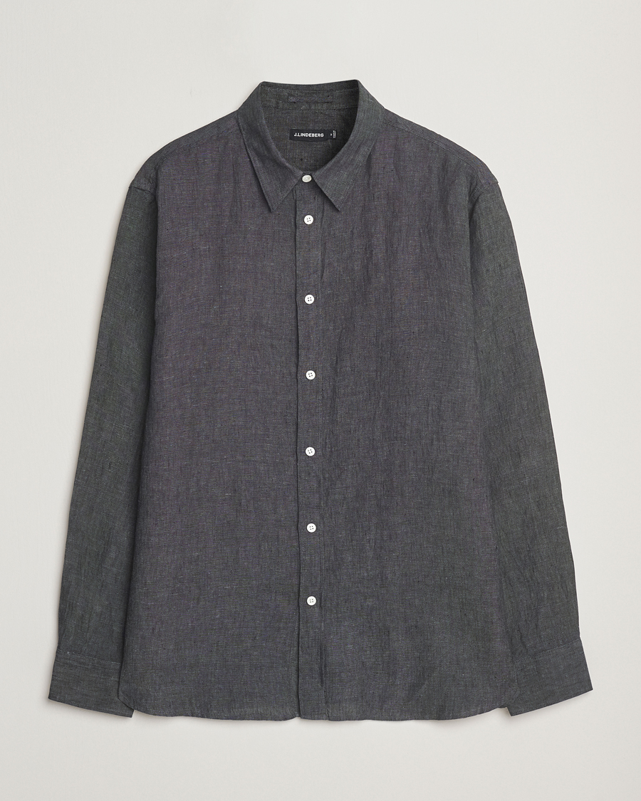Herre | Skjorter | J.Lindeberg | Linen Melange Shirt Black