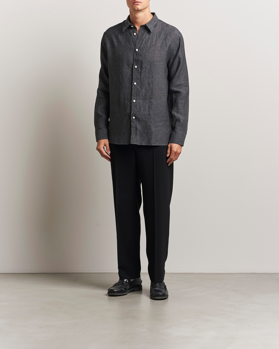 Herre | Skjorter | J.Lindeberg | Linen Melange Shirt Black