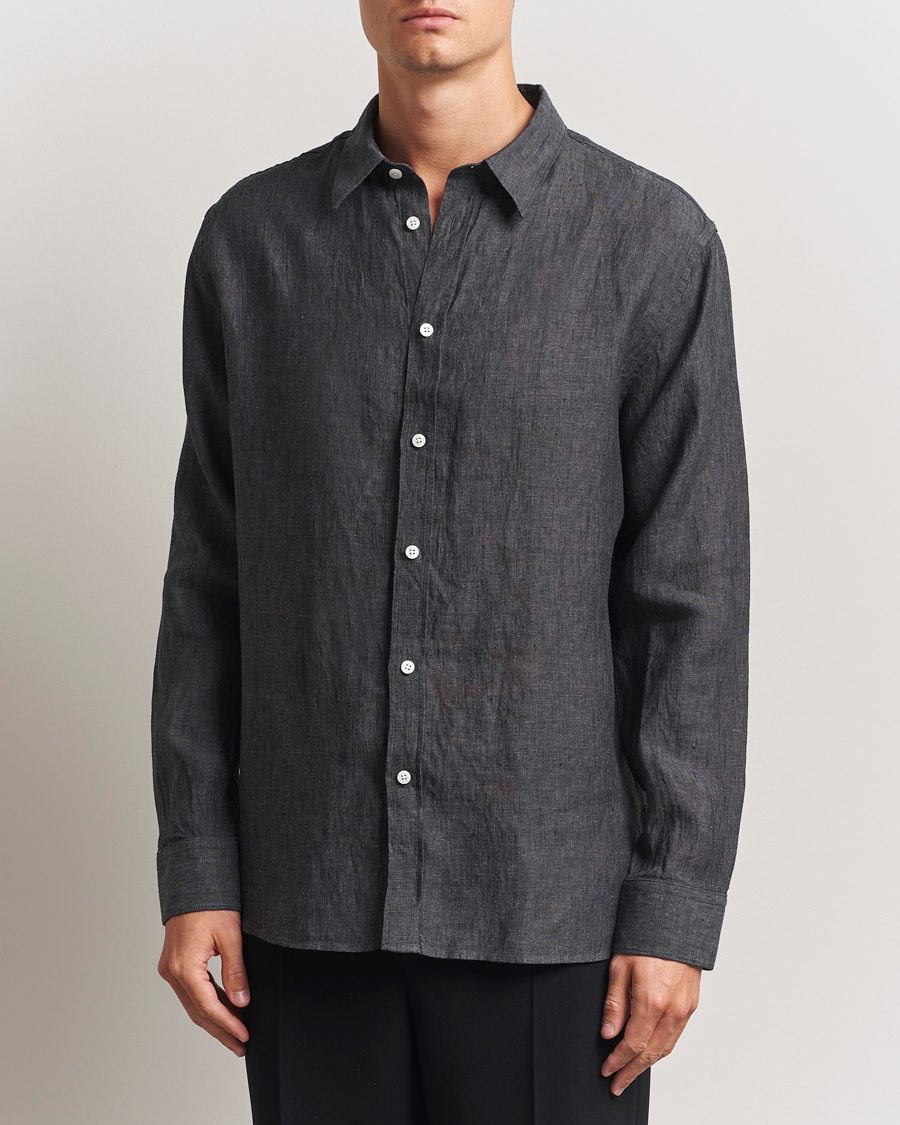Herre | Skjorter | J.Lindeberg | Linen Melange Shirt Black