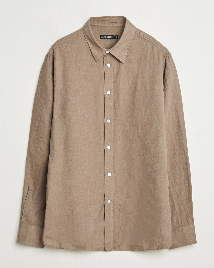 Herre | Skjorter | J.Lindeberg | Linen Melange Shirt Nutmeg
