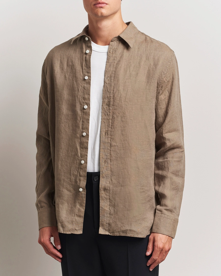 Herre | Skjorter | J.Lindeberg | Linen Melange Shirt Nutmeg