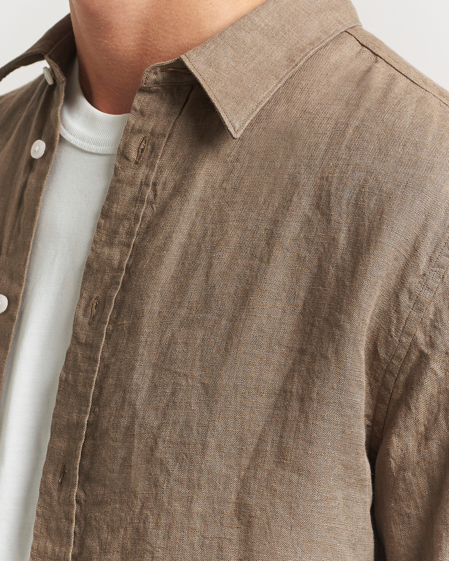 Herre | Skjorter | J.Lindeberg | Linen Melange Shirt Nutmeg