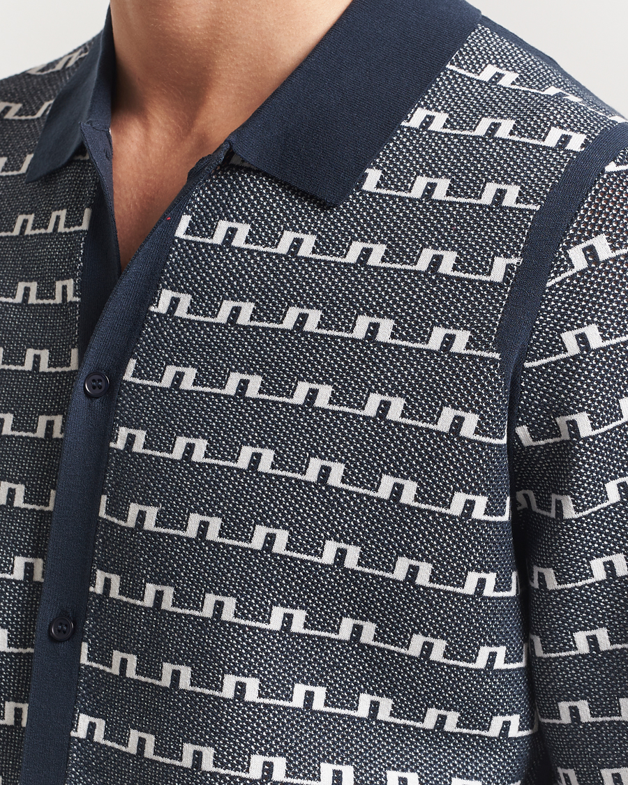 Herre | Skjorter | J.Lindeberg | Rolando Logo Jacquard Polo Navy