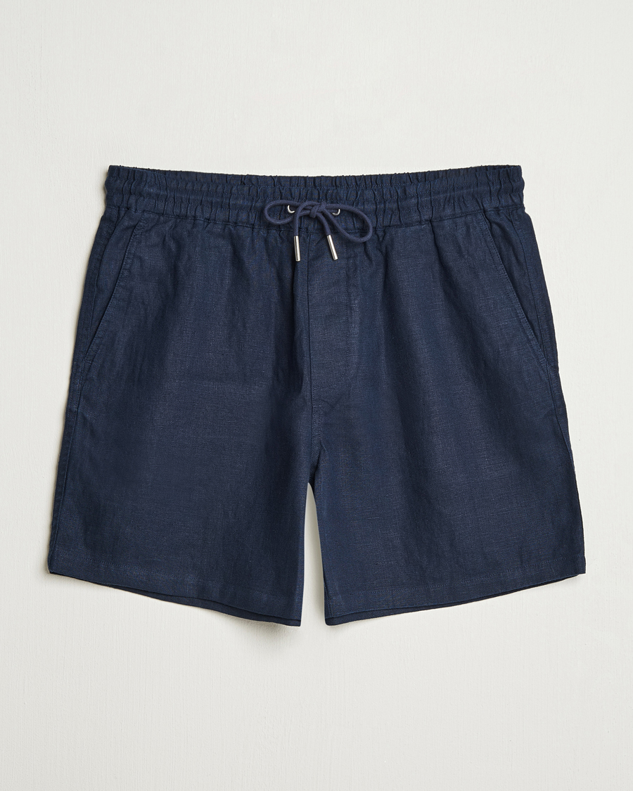 Herre | Shorts | NN07 | Gregor Linen Drawstring Shorts Navy Blue