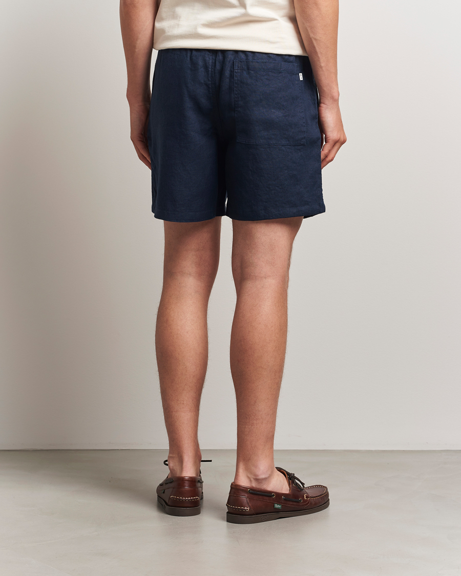 Herre | Shorts | NN07 | Gregor Linen Drawstring Shorts Navy Blue