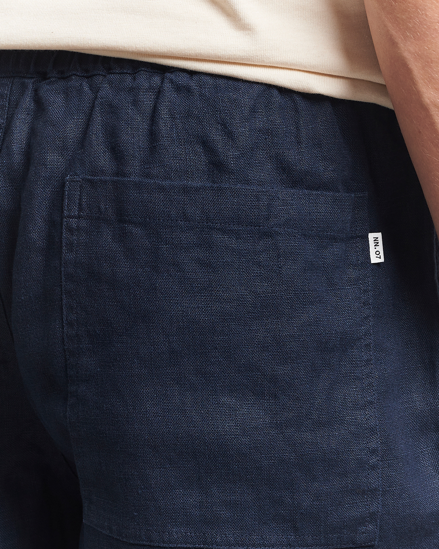 Herre | Shorts | NN07 | Gregor Linen Drawstring Shorts Navy Blue