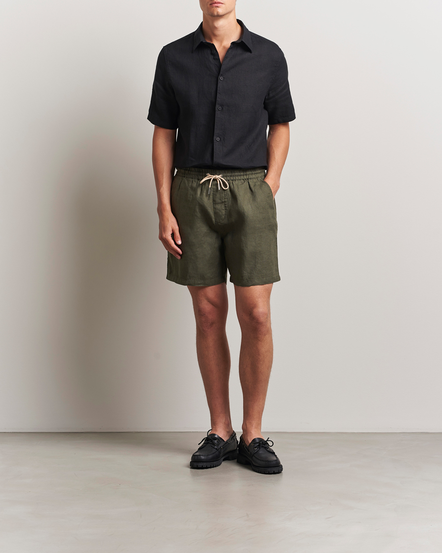 Herre | Shorts | NN07 | Gregor Linen Drawstring Shorts Croc Green