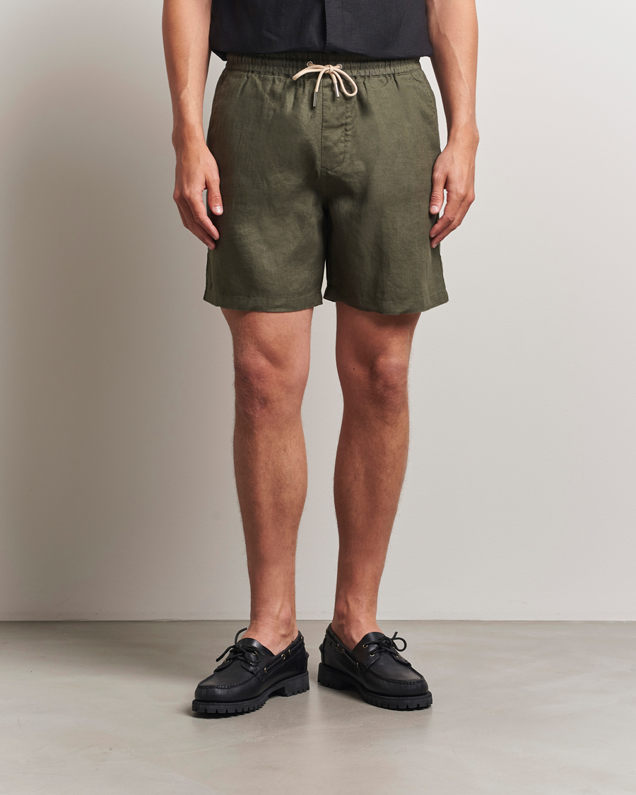 Herre | Shorts | NN07 | Gregor Linen Drawstring Shorts Croc Green