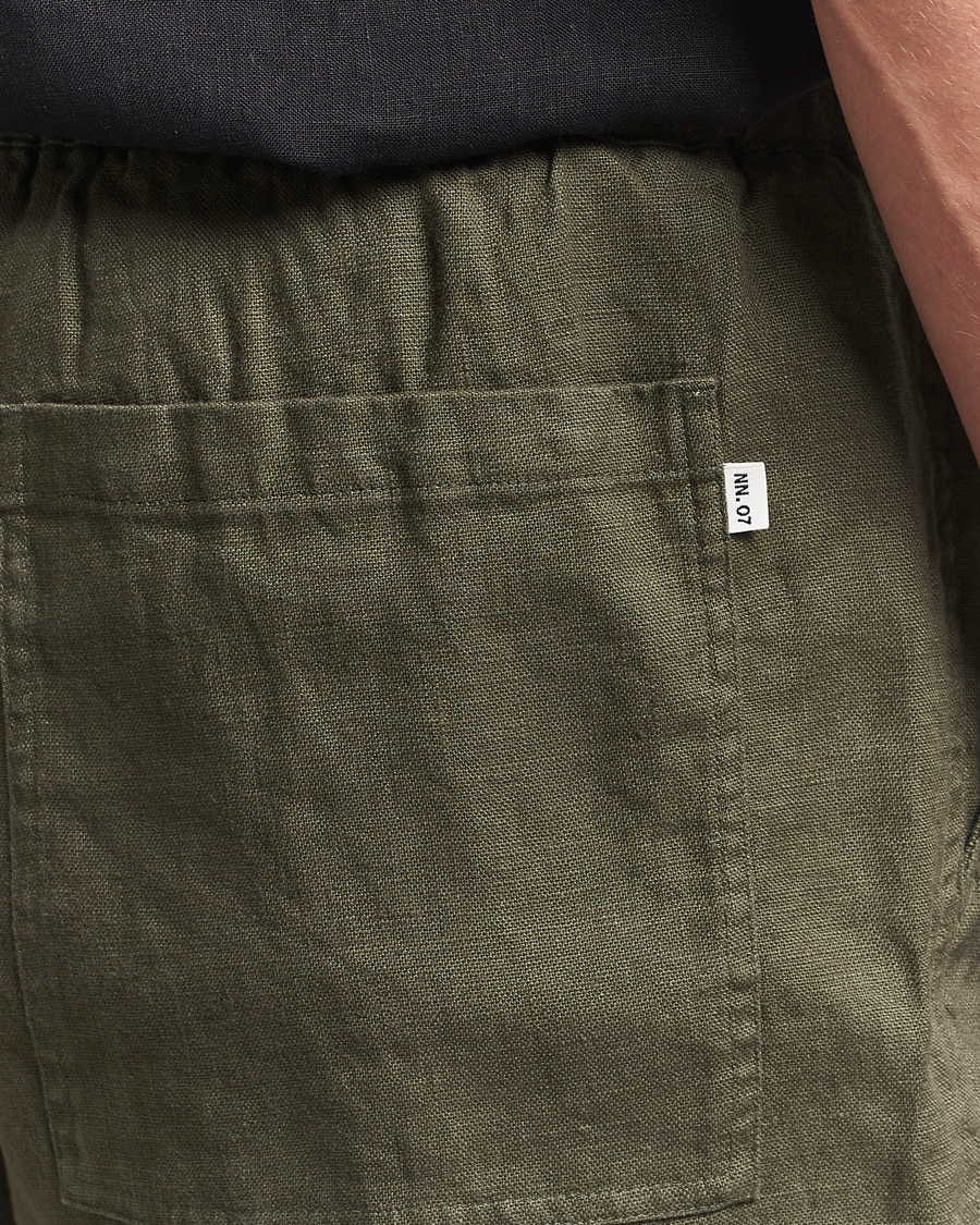 Herre | Shorts | NN07 | Gregor Linen Drawstring Shorts Croc Green