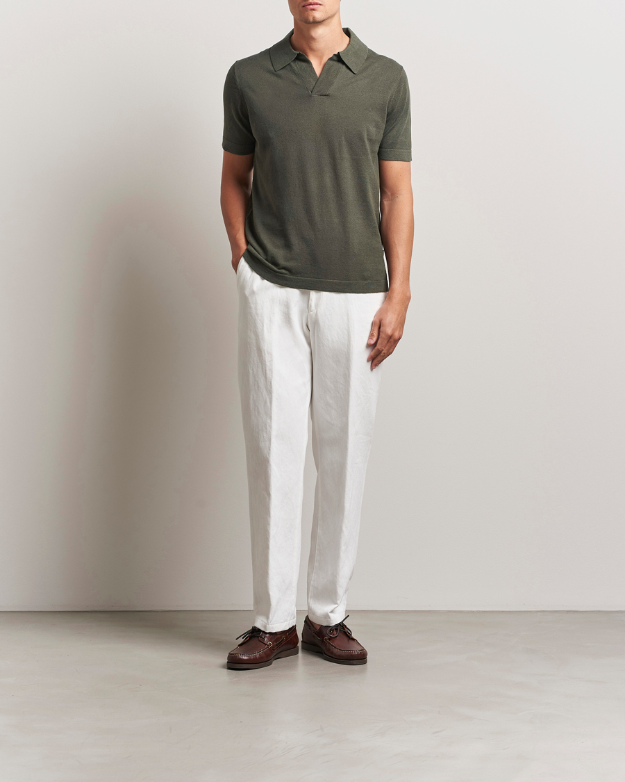 Herre | Polotrøjer | NN07 | Ryan Cotton/Linen Polo Croc Green
