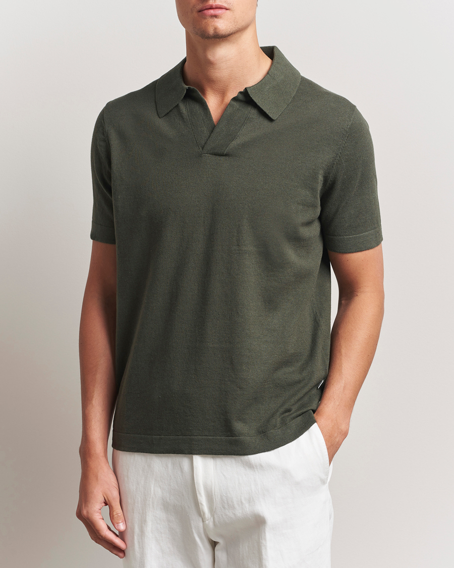 Herre | Polotrøjer | NN07 | Ryan Cotton/Linen Polo Croc Green