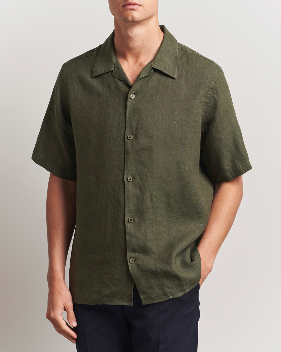 Herre | Skjorter | NN07 | Julio Linen Resort Shirt Croc Green