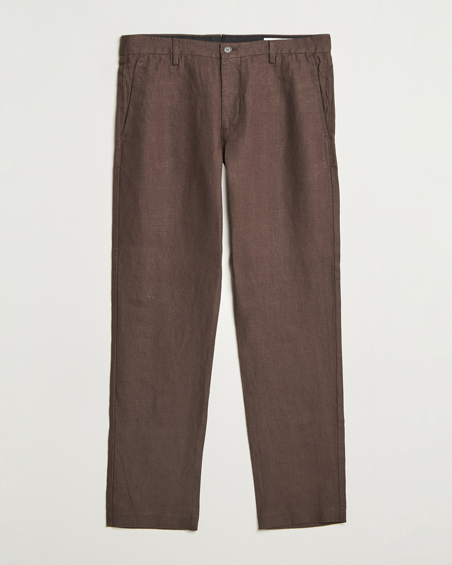 Herre | Bukser | NN07 | Theo Linen Trousers Coffee