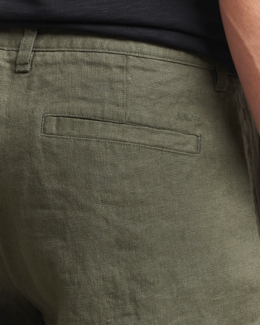 Herre | Bukser | NN07 | Aden Regular Fit Linen Trousers Croc Green