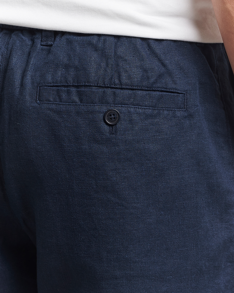 Herre | Shorts | NN07 | Billie Pleated Linen Drawstring Shorts Navy Blue