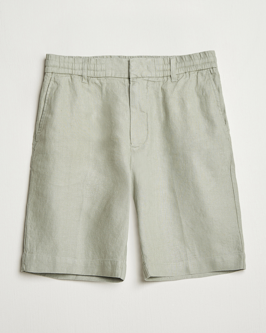 Herre | Shorts | NN07 | Billie Pleated Linen Drawstring Shorts Sage Green