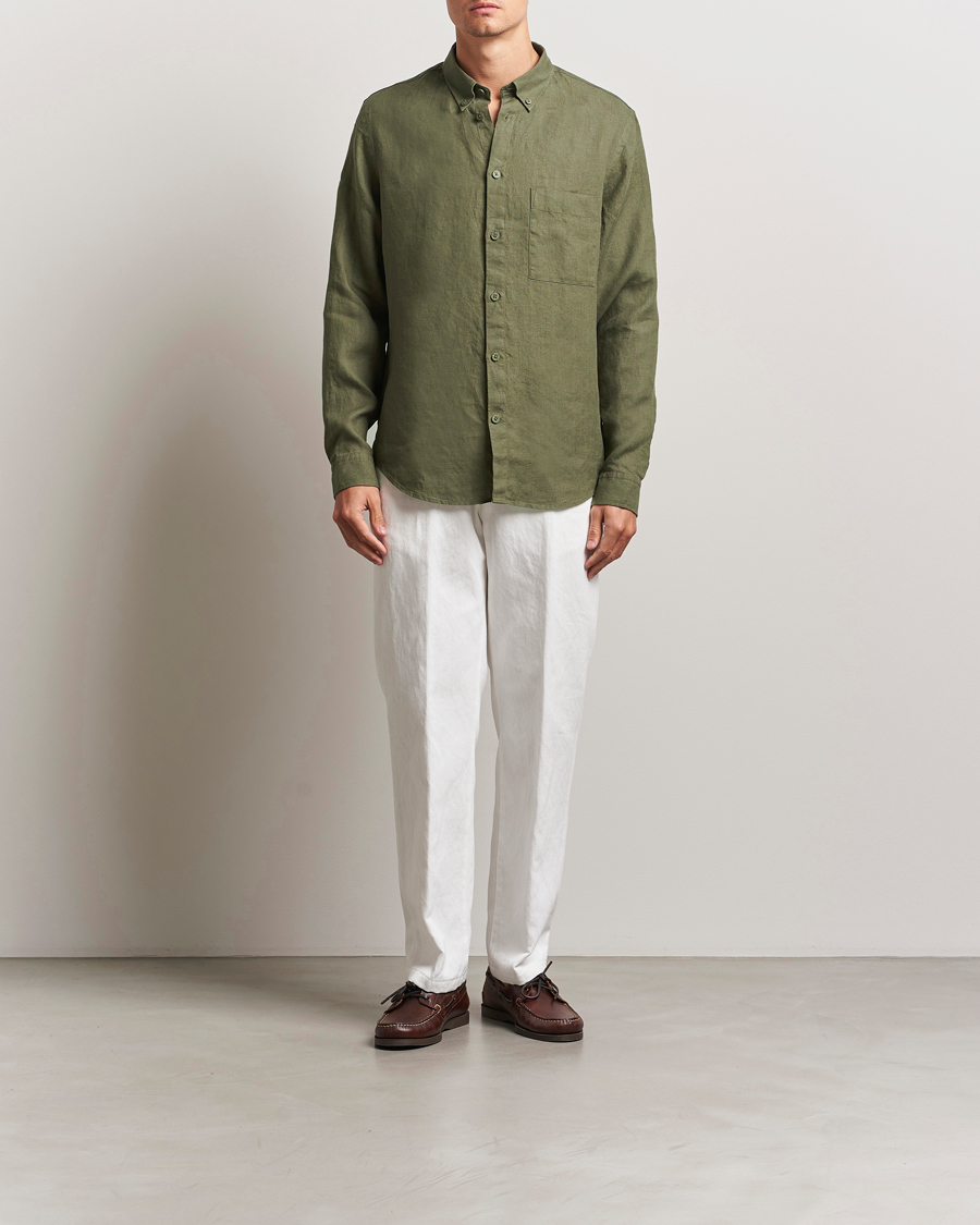 Herre | Skjorter | NN07 | Arne Linen Button Down Shirt Capers Green