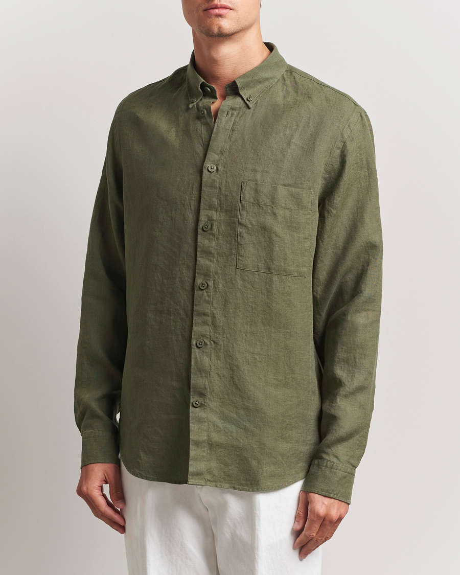 Herre | Skjorter | NN07 | Arne Linen Button Down Shirt Capers Green