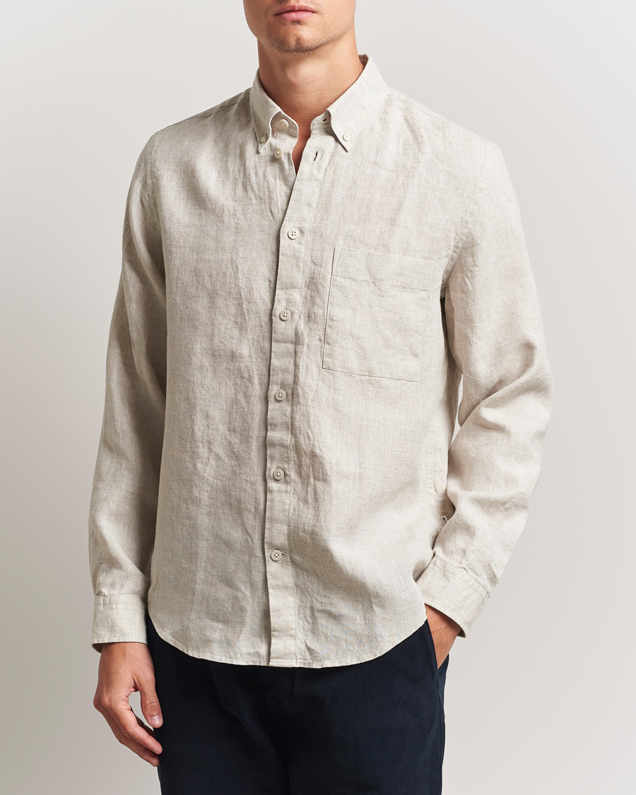 Herre | Skjorter | NN07 | Arne Linen Button Down Shirt Oat