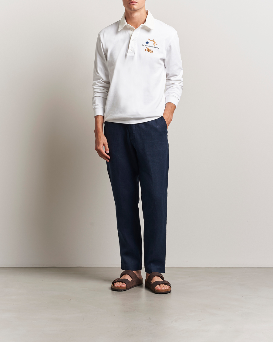 Herre | Bukser | NN07 | Billie Linen Drawstring Trousers Navy Blue
