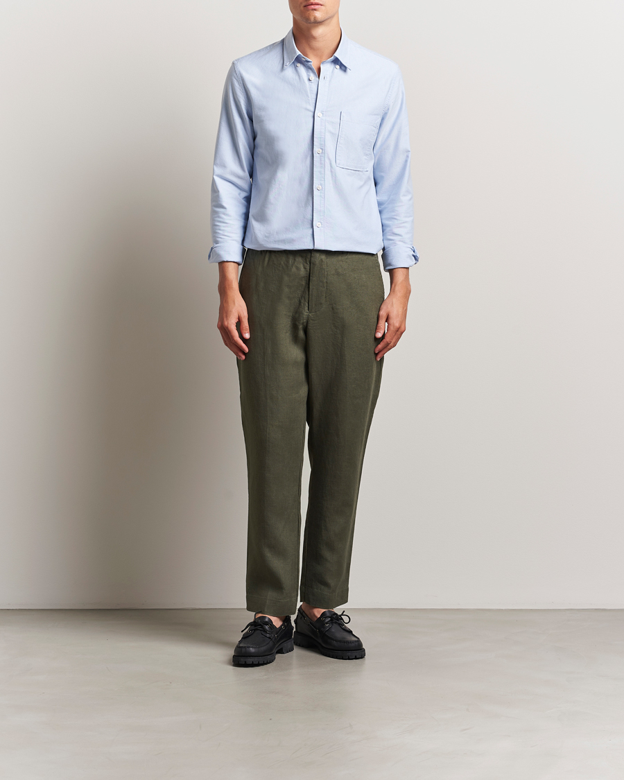 Herre | Bukser | NN07 | Billie Linen Drawstring Trousers Croc Green
