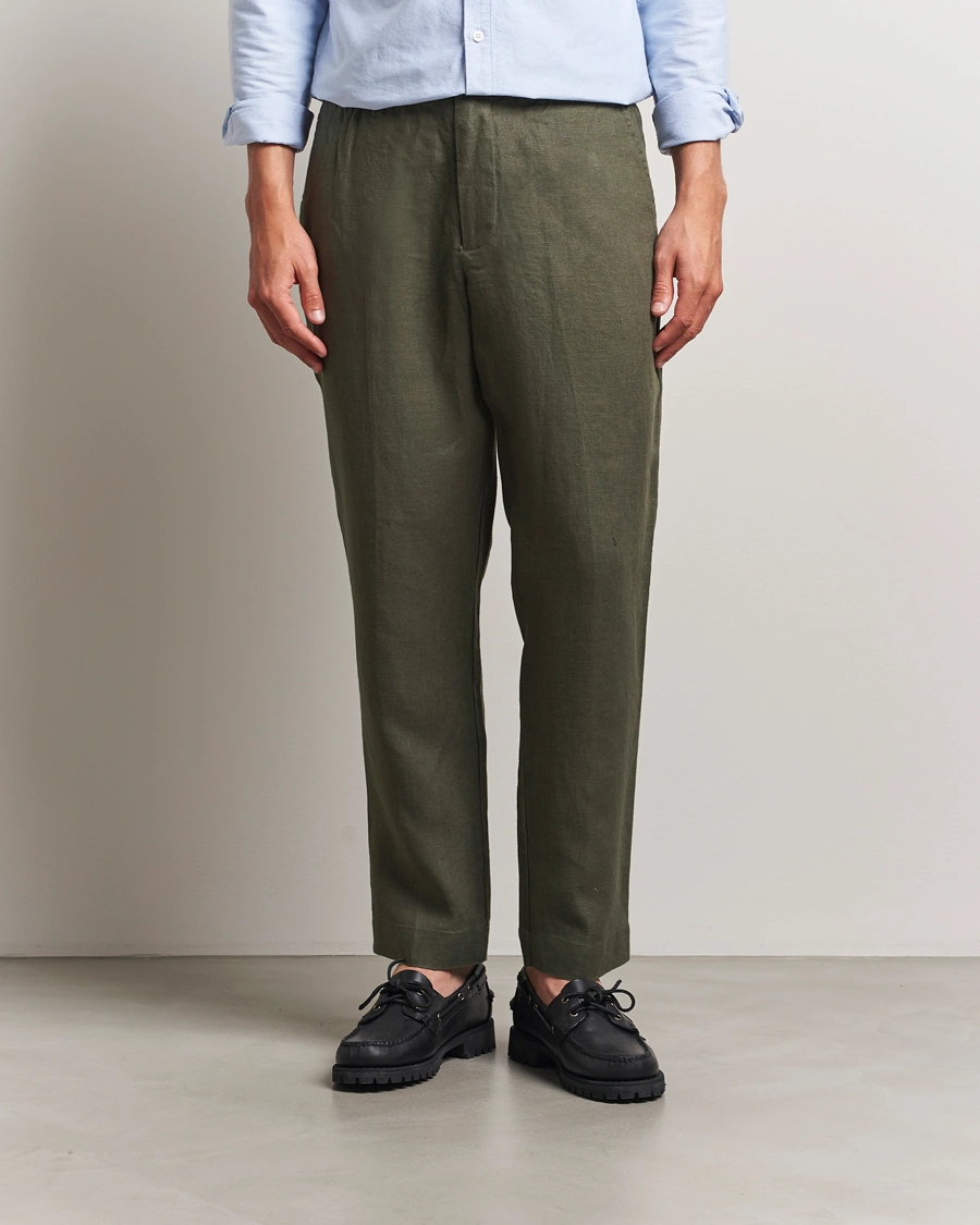 Herre | Bukser | NN07 | Billie Linen Drawstring Trousers Croc Green