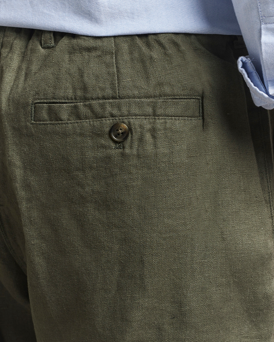 Herre | Bukser | NN07 | Billie Linen Drawstring Trousers Croc Green