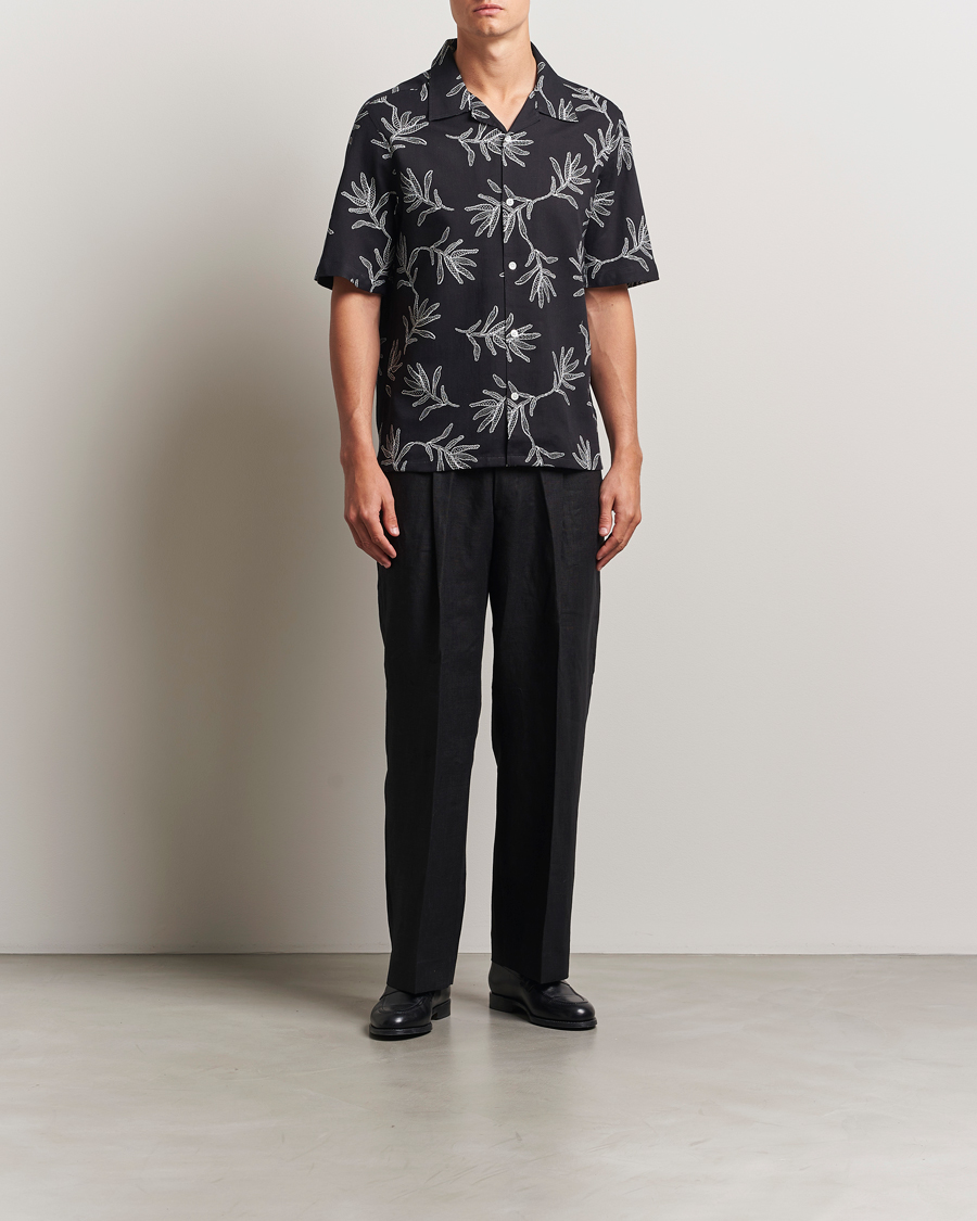 Herre | Skjorter | NN07 | Ole Printed Cotton/Lyocell Resort Shirt Black